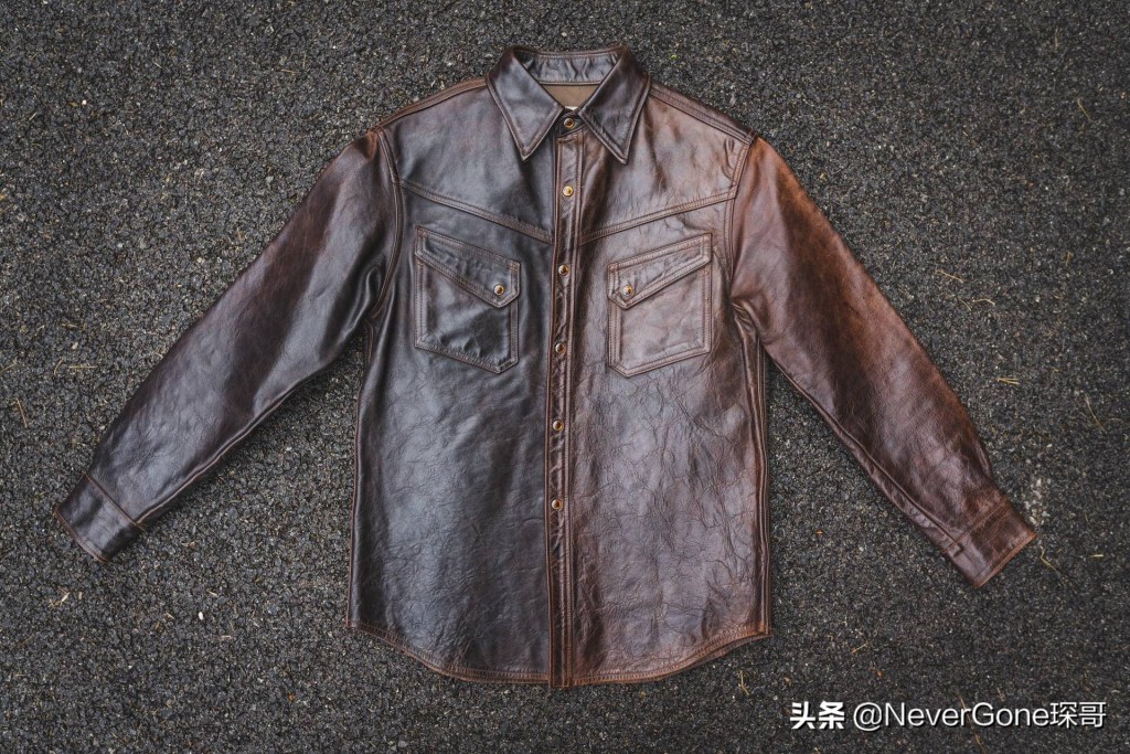 一件咔的一批的衬衣——加州小熊拼色皮衬衣